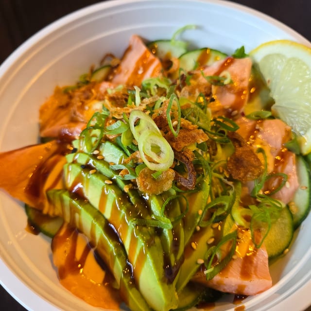 Delish Seared Salmon Signature Bowl..