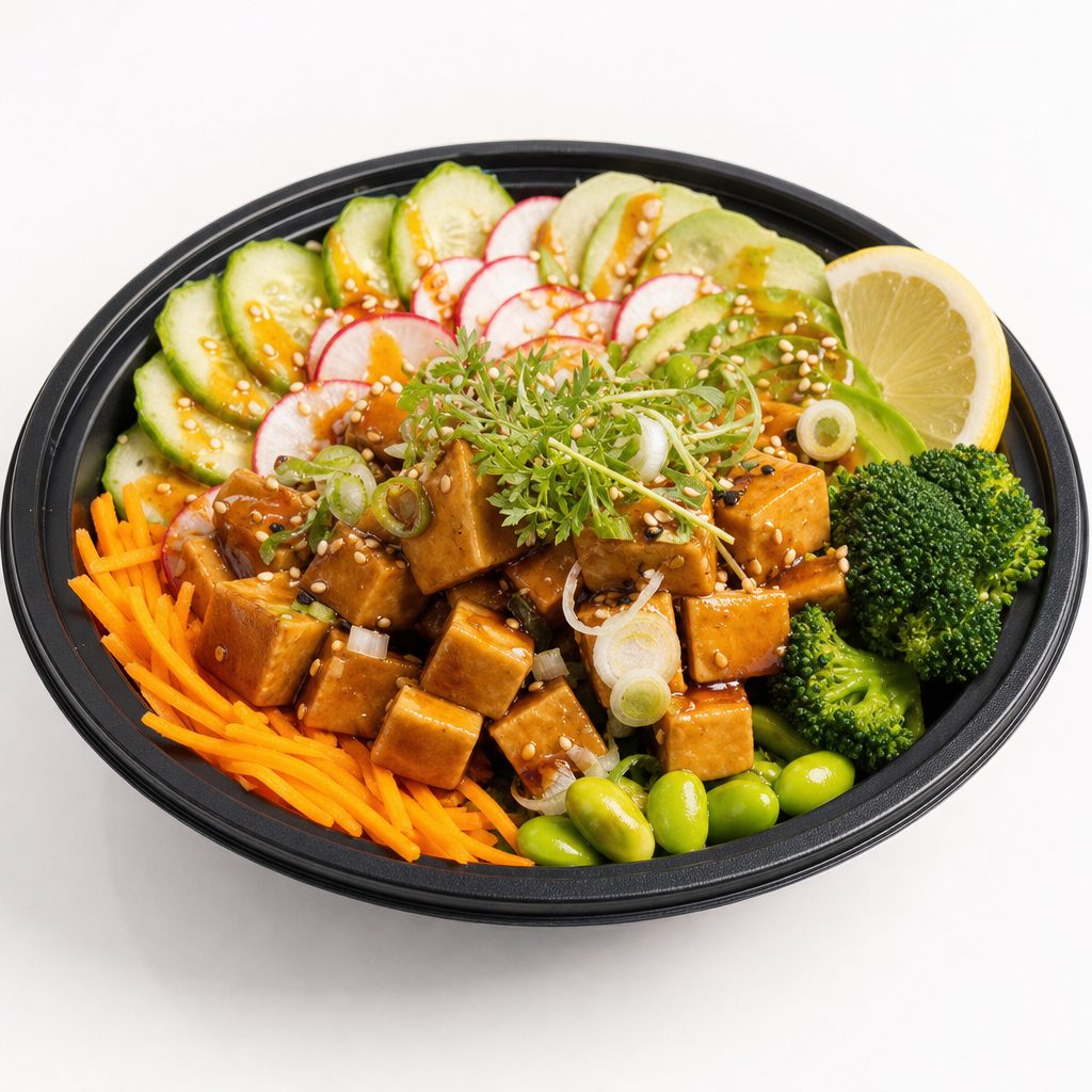 Tofu poke bowl (vegan).
