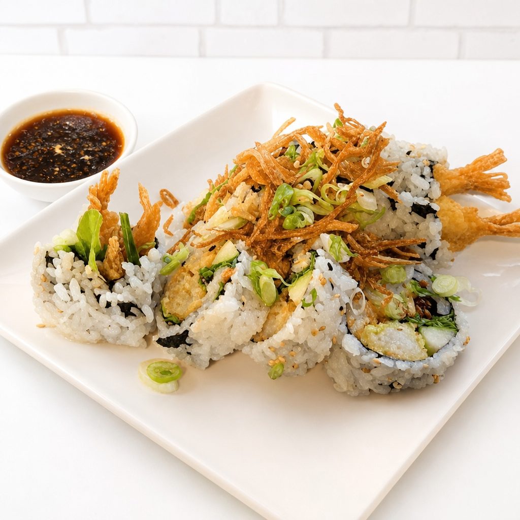 Super crunchy shrimp Tempura (Giant dipping roll).